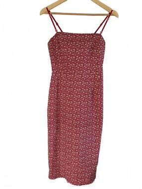Vintage Nanette Lepore Sundress Women's 10 Red Floral Mini Slip Tie Back